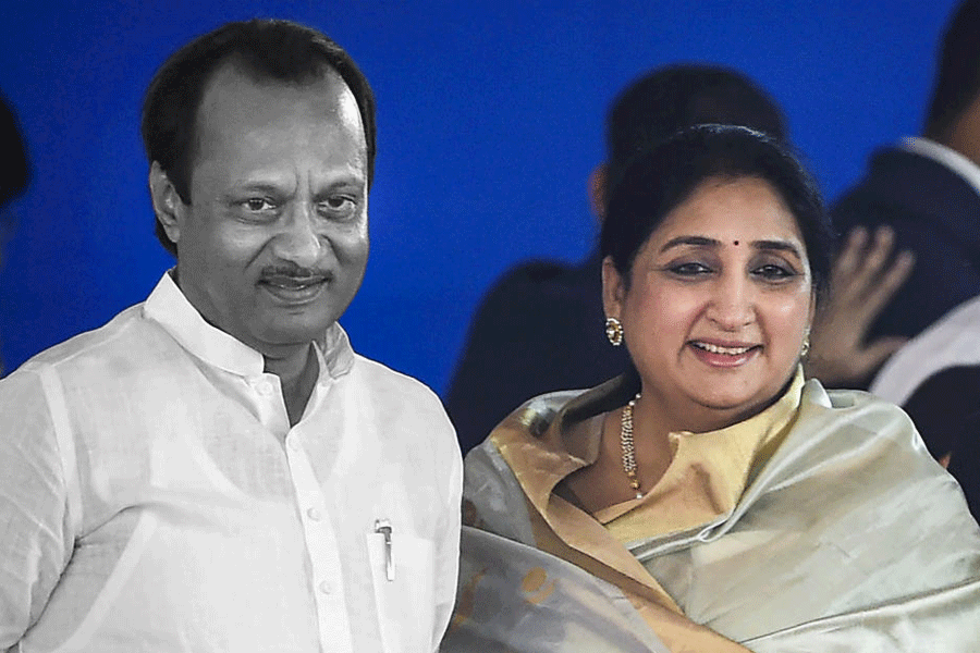 Ajit Pawar and wife Sunetra Pawar.