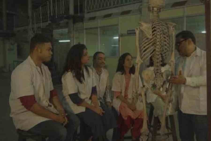 A scene from Pratyabartan shot in the anatomy hall of Medical College and Hospital 