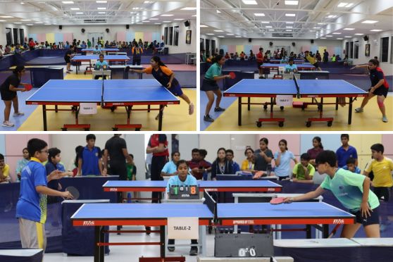 The table-tennis tournament witnessed intense matches.