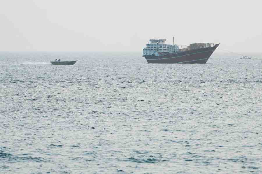 A vessel at the Strait of Hormuz, as seen from Musandam,Oman, July 15, 2026.
