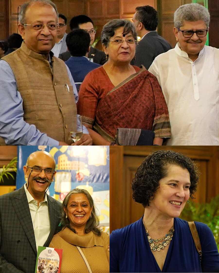 (L-R, clockwise) Professor Jayanta Sengupta, Aparajita Sengupta and author Tridib Kumar Chatterjee; Kathy Giles-Diaz, consul general, U.S. Consulate General in Kolkata and K. Mohanchandran, senior vice president, Operations for The Indian Hotels Company Limited (IHCL), with Seema Gandhiok Mohanchandran