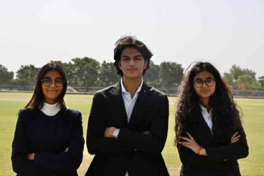 Wiiners all: Plas-Stick founders Avyana Mehta, Vivaan Chhawchharia and Ariana Agarwal of Jayshree Periwal International School in Jaipur