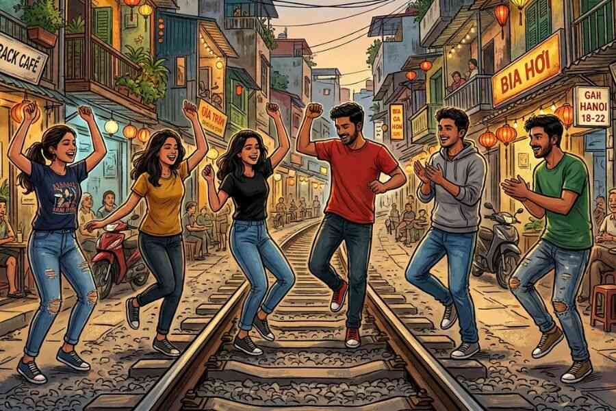 A video of Indian tourists dancing at Hanoi's famous Train Street sparked conversation on social media