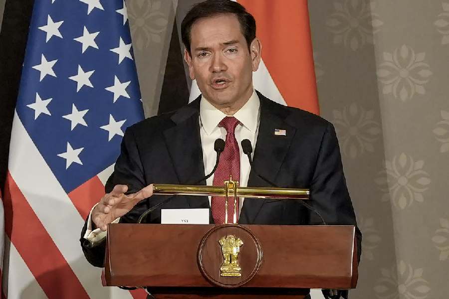 US Secretary of State Marco Rubio, speaks during a joint press conference after attending the Quad Foreign Ministers' Meeting, in New Delhi, Tuesday, May 26, 2026.