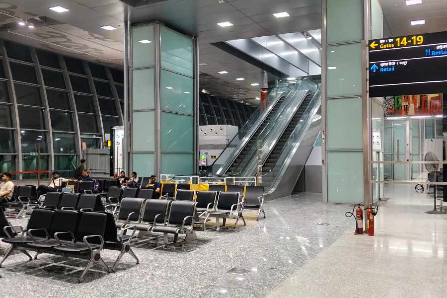 Inside the airport terminal