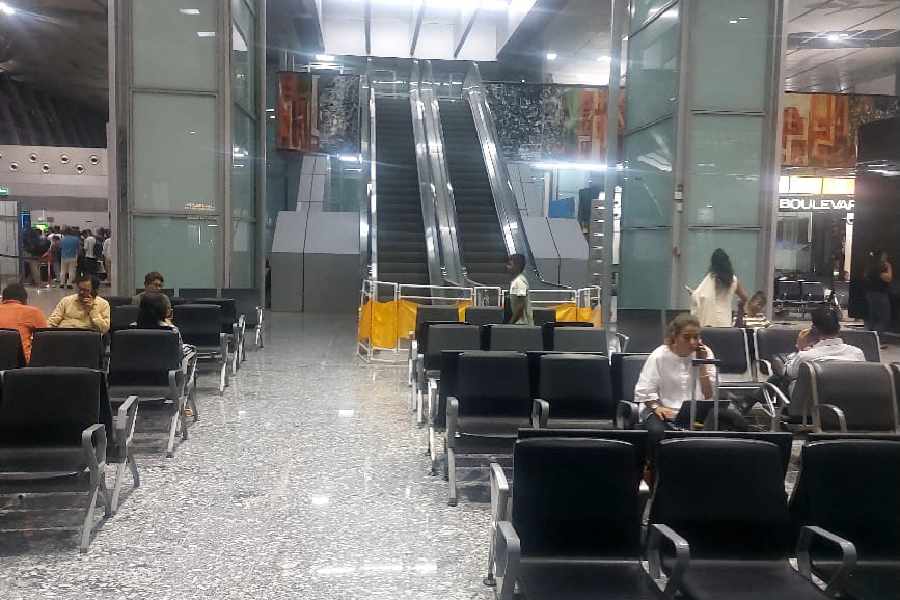 Inside the airport terminal