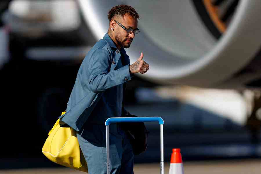 Neymar arrives at  Newark Liberty International Airport, in the US, on Tuesday