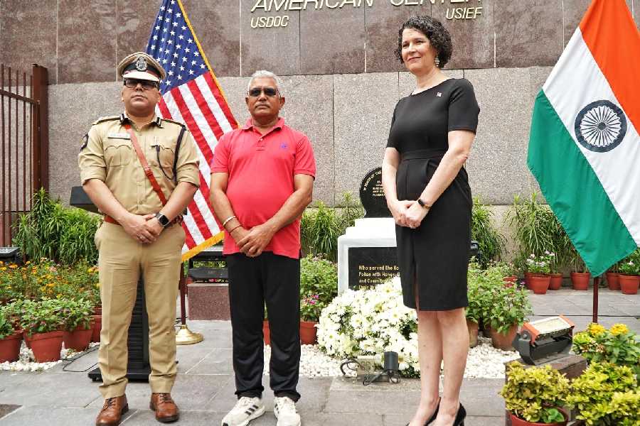 The dignitaries at the ceremony showed their respects with wreath-laying for fallen police personnel