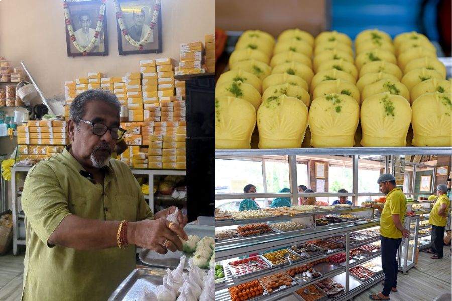 Fourth-generation owner Saibal Kumar Modak and his two daughters look after the shop in Chandannagar, along with an outlet in Kolkata’s Mishti Hub in New Town