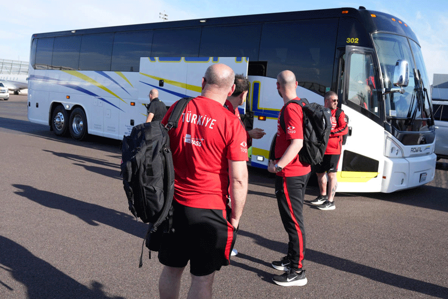 The Turkiye men's national team arrives for the 2026 FIFA World Cup at Phoenix Sky Harbor International Airport.
