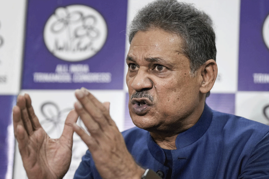 TMC MPs Kalyan Banerjee, left, and Kirti Azad during a press conference, in New Delhi, Tuesday, June 9, 2026.