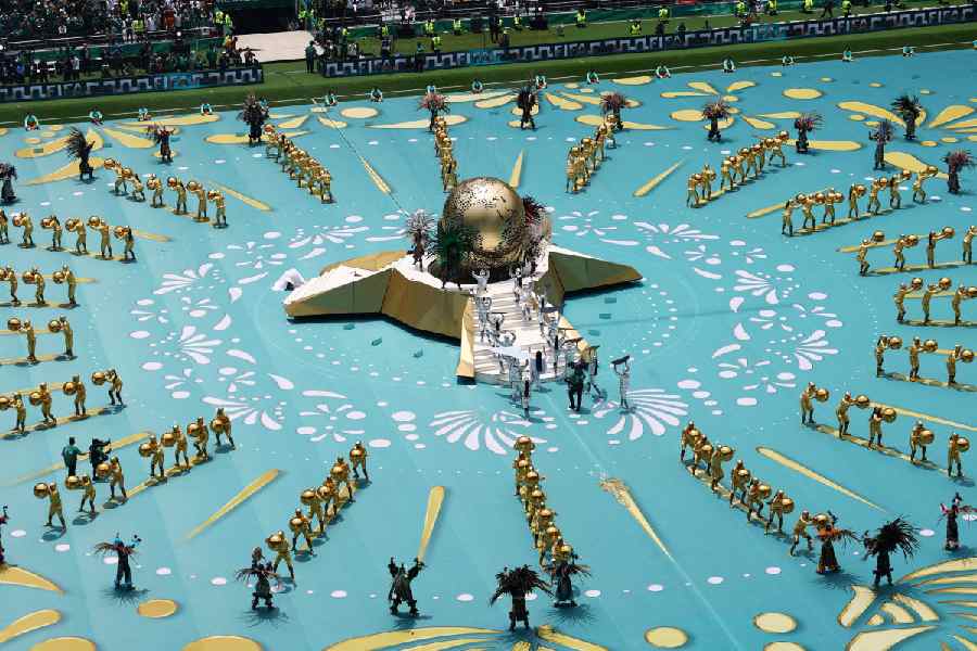General view of performers during the opening ceremony in Mexico. (Reuters)
