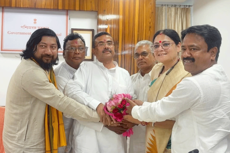 Bengal CM Suvendu Adhikari with other BJP leaders, Monday, May 11, 2026.