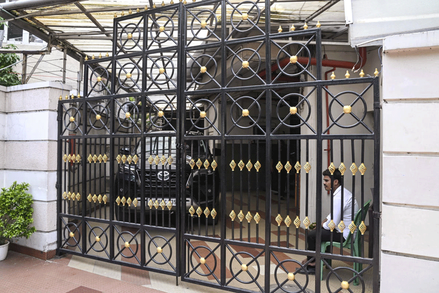 The residence of TMC General Secretary Abhishek Banerjee during a police operation in pursuit of his close aide in an alleged financial fraud, in Kalighat, Kolkata, West Bengal, Saturday, June 13, 2026.