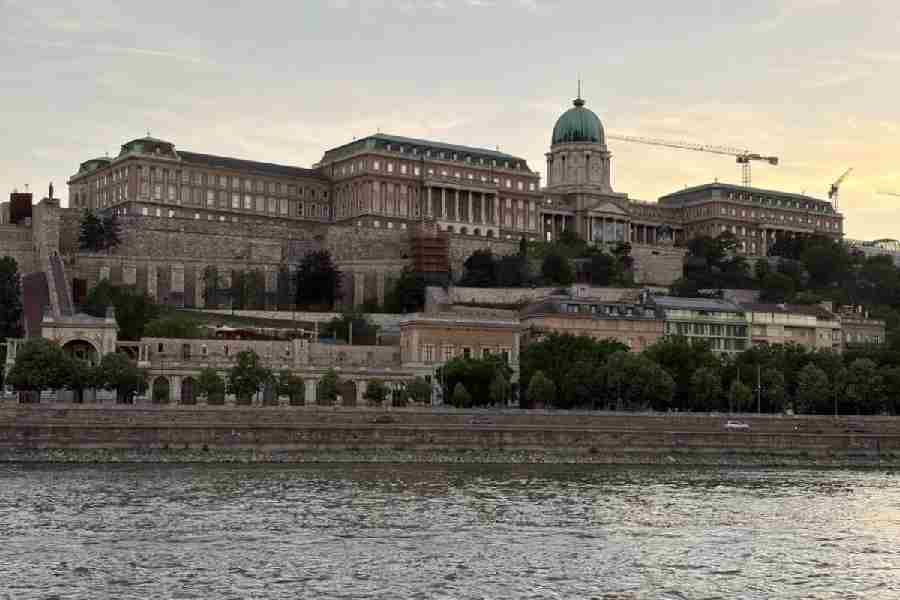 Buda Castle (Royal Palace) overlooks the River Danube in Budapest