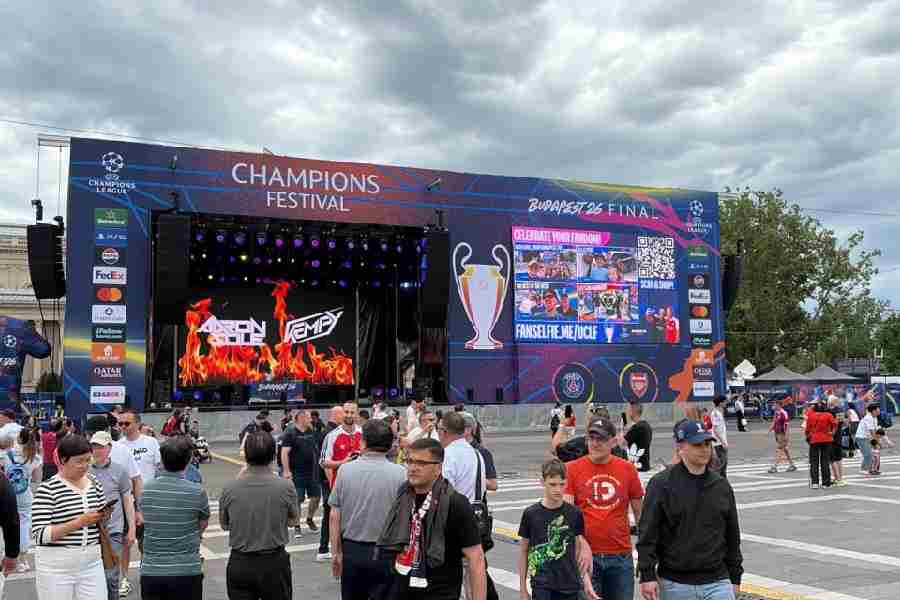 The UEFA Champions Festival main stage at Heroes’ Square