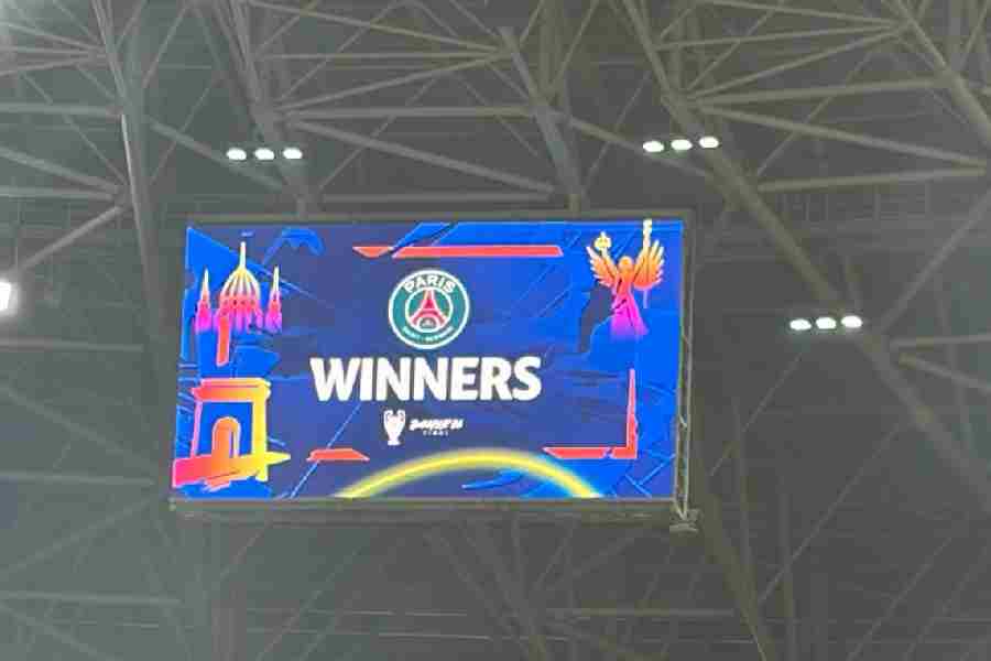 The final result on the display board in the Puskas Stadium