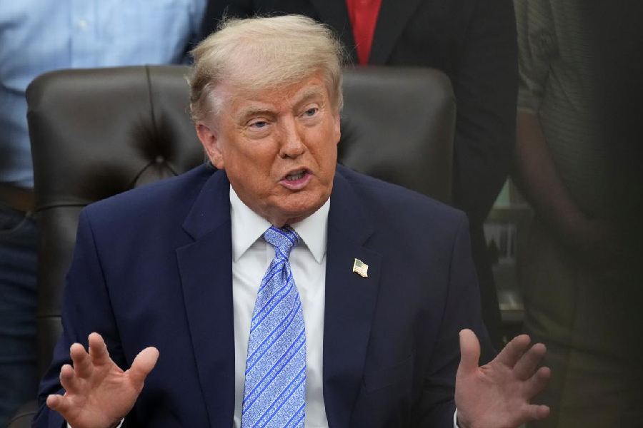 President Donald Trump speaks during an event about loosening a federal refrigerant rule, in the Oval Office at the White House, Thursday, May 21, 2026, in Washington.