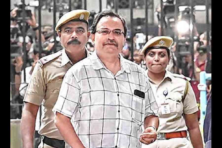 Kunal Ghosh arrives at the Bhabani Bhawan on Sunday. 