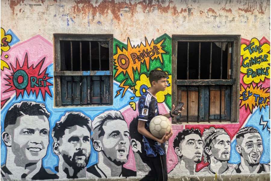 A wall features the stars of Fifa World Cup 2026