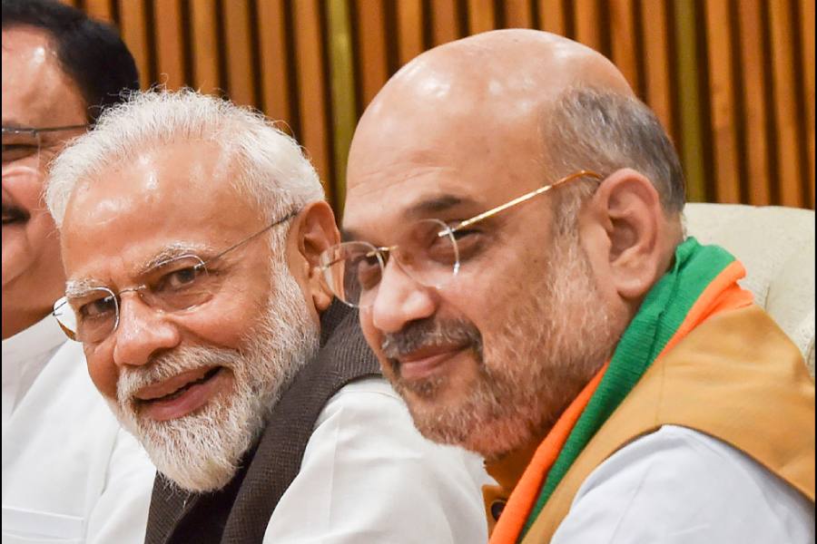 Prime Minister Narendra Modi and Union home minister Amit Shah at an event