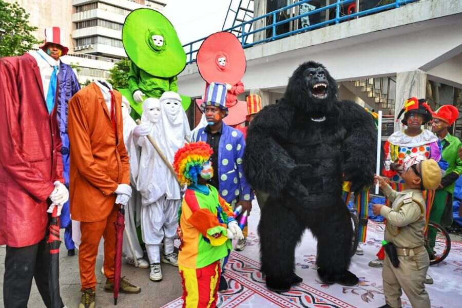 Entertainers dressed in costumes kept the children engaged. Organised as part of the Centre’s Yoga Day celebrations, the programme is open to the public.