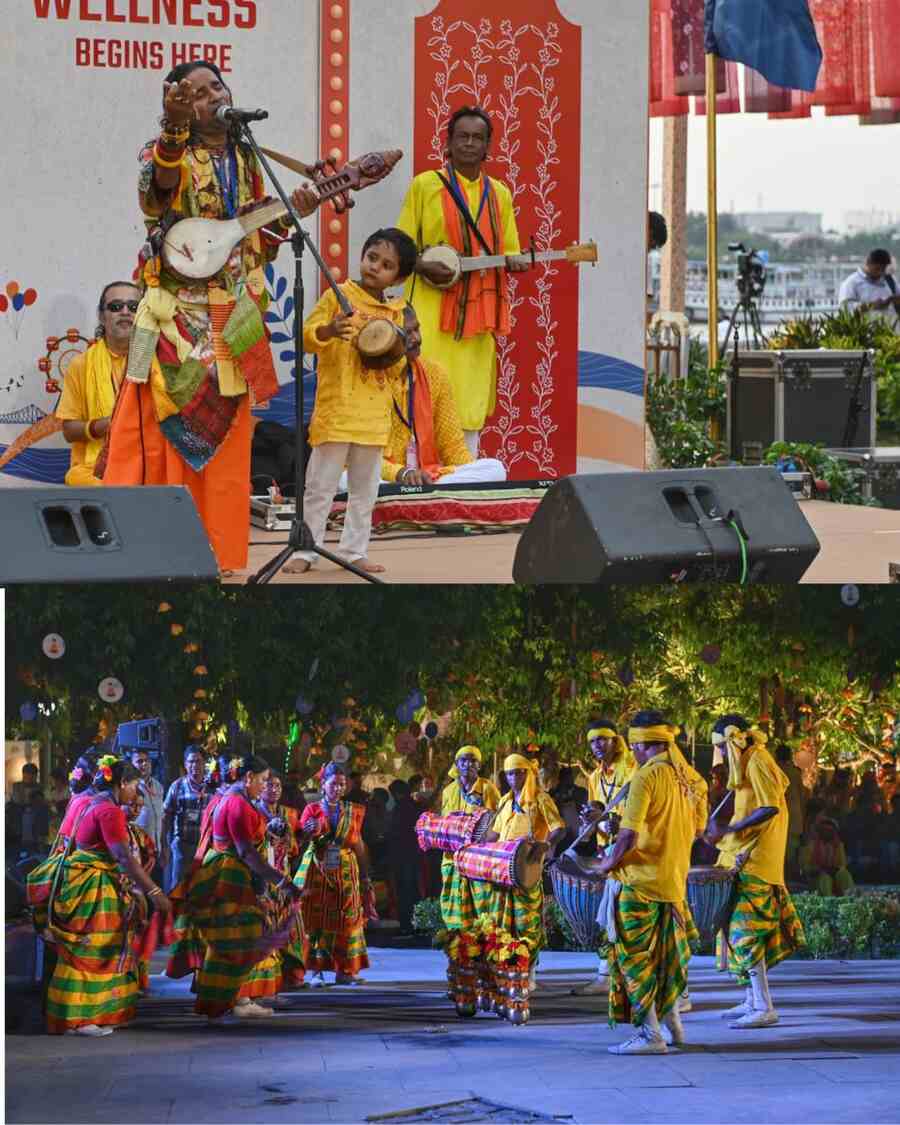 Baul performers took to the stage to perform Bengal’s folk music. 