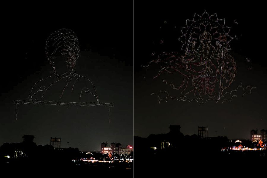 Visitors gathered along the riverbank to watch the spectacle, which emerged as one of the highlights of the city's three-day Yoga Day celebration.