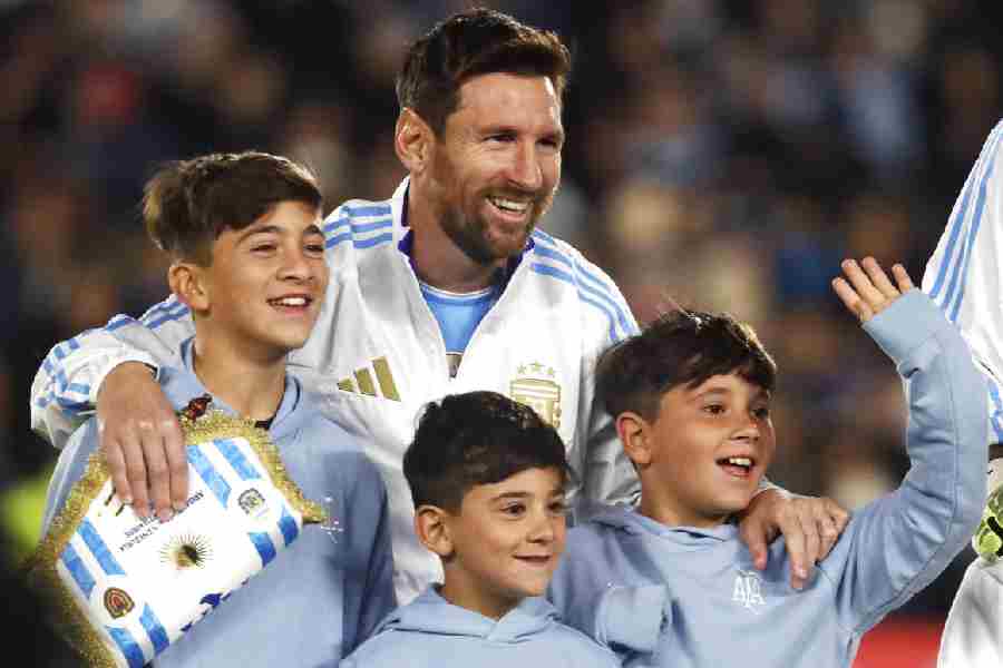 Lionel Messi with his children, Thiago, Mateo and Ciro