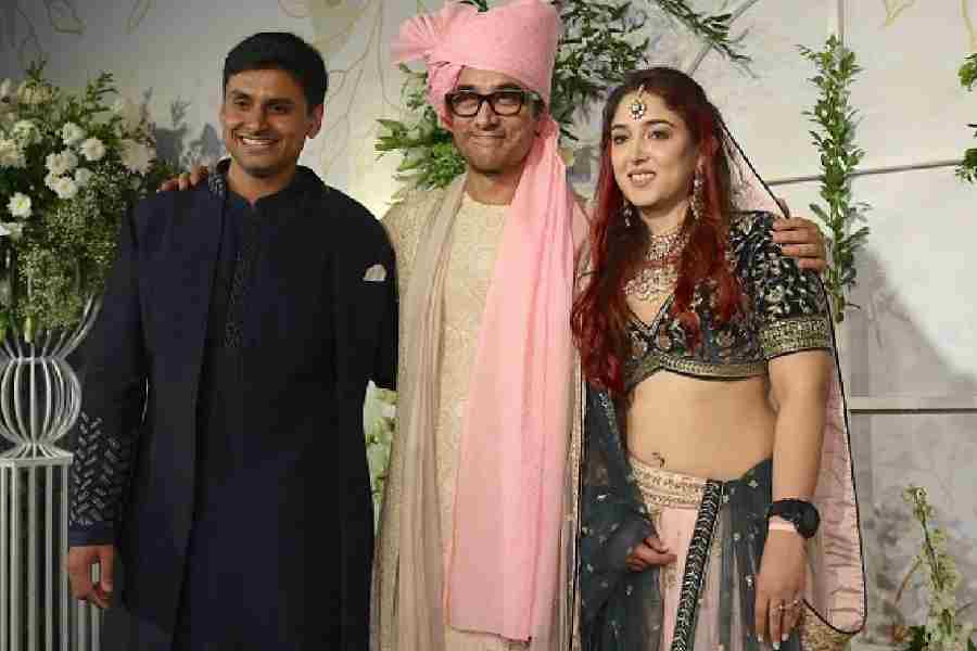 Aamir Khan with his daughter Ira and son-in-law Nupur