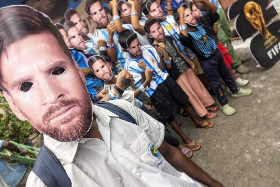 Local kids in Fariapukur are all Messi-faced, celebrating the footballer