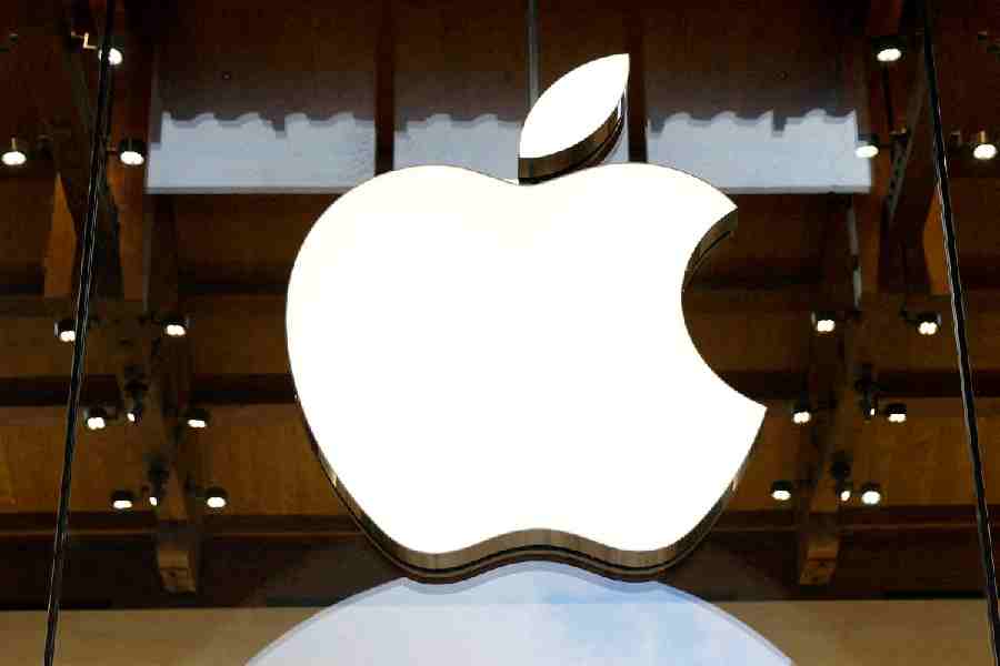 View of an Apple logo at an Apple store in Paris, France, April 23, 2025.