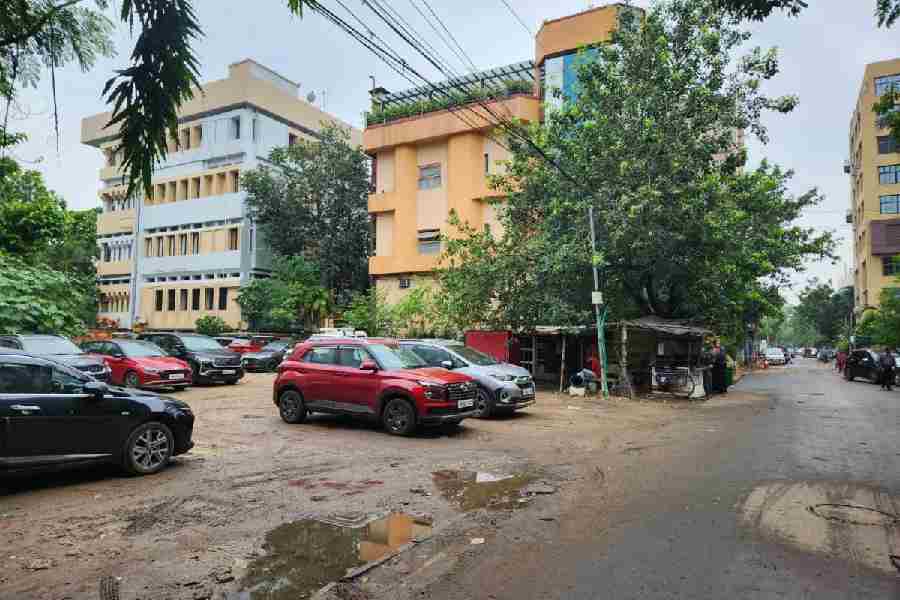 Car parking on an empty plot next to Abcos Food Plaza in IB Block