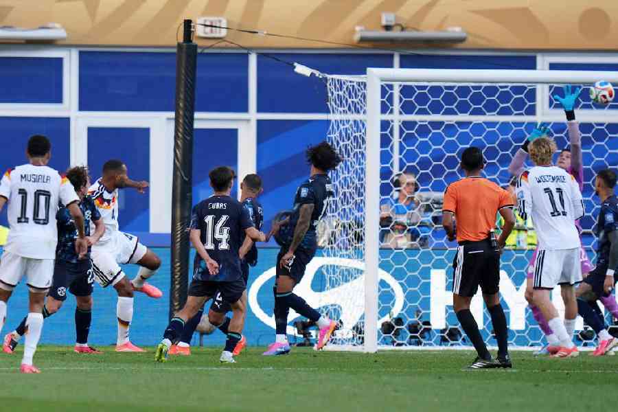 Jonathan Tah scores a goal in extra time which was later chalked out by the VAR. (Reuters)
