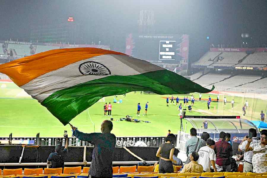 Fans watch the Indian cricket team practise at Eden on Saturday.