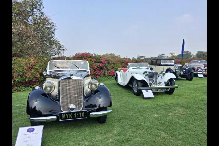 The Mercedes-Benz 170V (left) and the SS100, a forerunner of the Jaguar, were prize winners at The Oberoi Concours