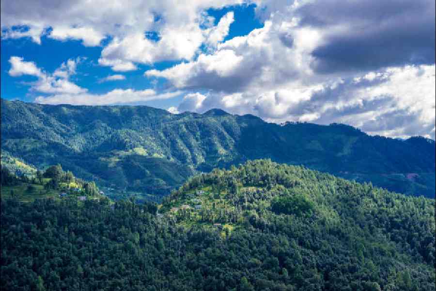 Pithoragarh town in Uttarakhand. The prehistoric rocks were found nearby.