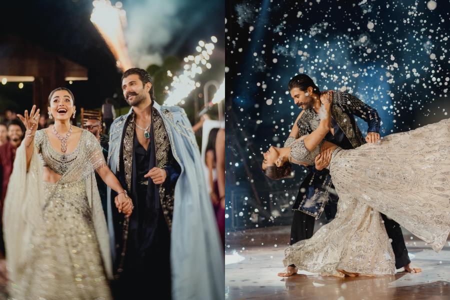 Rashmika Mandanna and Vijay Deverakonda at their Sangeet ceremony