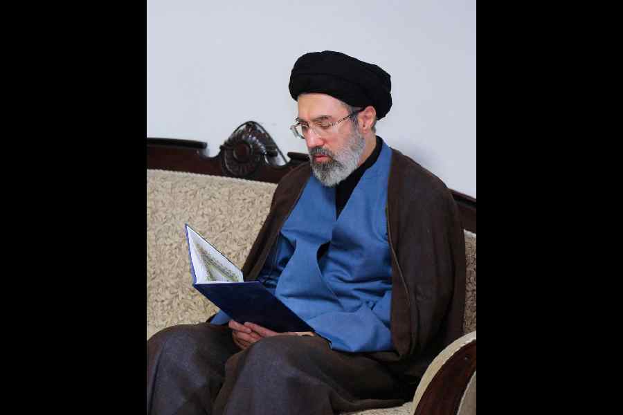 Mojtaba Khamenei, the second son of Iran's Supreme Leader Ayatollah Ali Khamenei, visits Hezbollah's office in Tehran, Iran, October 1, 2024.
