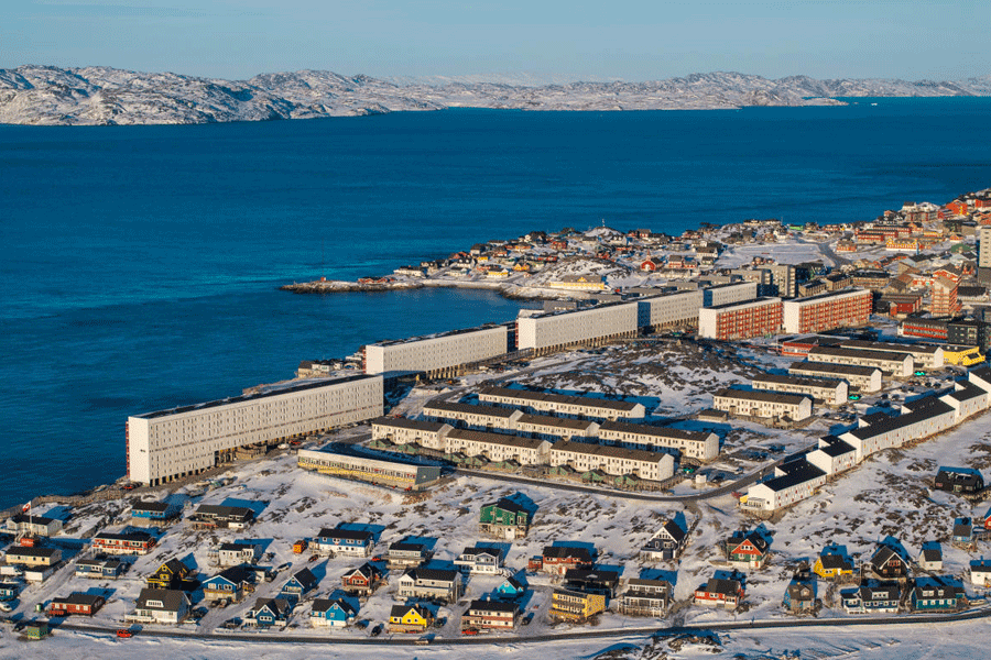 A drone view of Nuuk, Greenland, January 25, 2026.