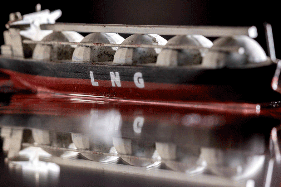 FILE PHOTO: Model of LNG tanker is seen in this illustration taken May 19, 2022.