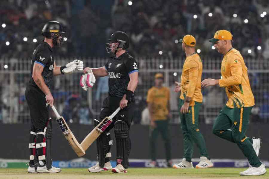 New Zealand's Tim Seifert and Finn Allen during the T20 World Cup semi-final against South Africa at the Eden Gardens on Wednesday.