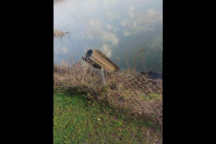Debris of a Nato air defence system that intercepted an Iranian missile in Dortyol, Turkey, on Wednesday.