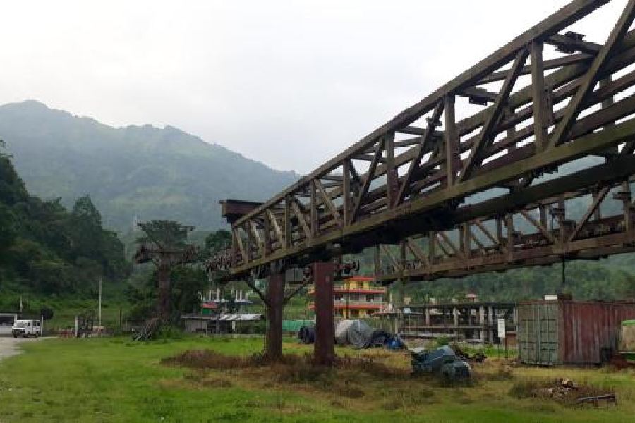 The Rohini-Giddapahar ropeway project site at Rohini in Kurseong subdivision. Picture by Passang Yolmo