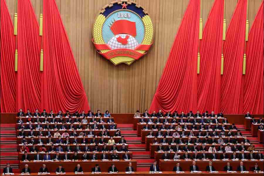 Chinese President Xi Jinping and other leaders attend the opening session of the Chinese People's Political Consultative Conference (CPPCC), at the Great Hall of the People in Beijing, China March 4, 2026.