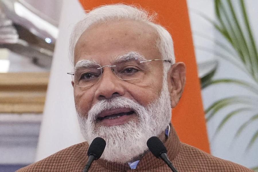 Prime Minister Narendra Modi during a joint press meet with Finland President Alexander Stubb, unseen, at Hyderabad House in New Delhi, Thursday, March 5, 2026.