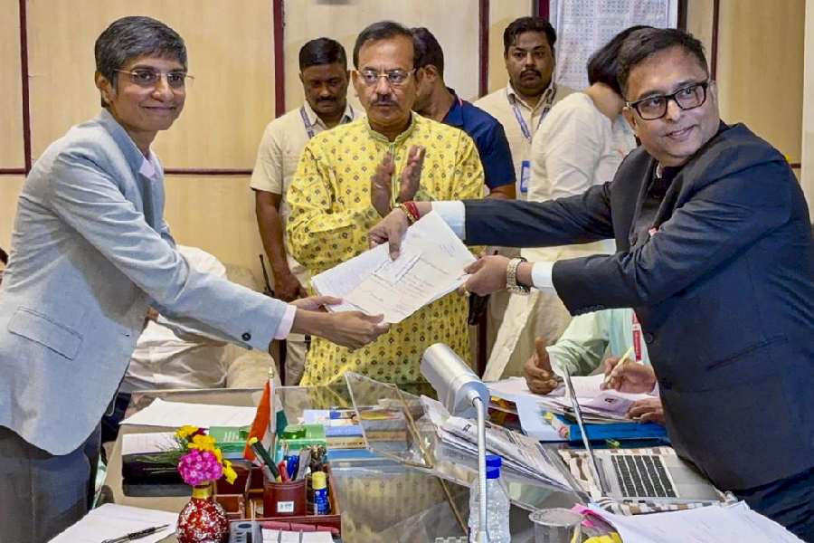 TMC's candidate Menaka Guruswamy files her nomination for the Rajya Sabha polls, in Kolkata