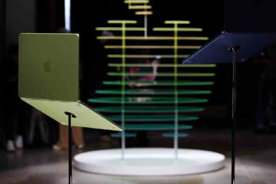 Apple’s new MacBook Neo on display during an event in New York on March 4.  Pictures: Reuters