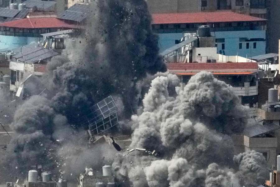 Smoke rises following an Israeli airstrike in Dahiyeh, Beirut's southern suburbs, in Beirut, Lebanon, Friday, March 6, 2026.