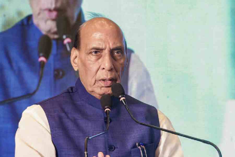 Rajnath Singh in Calcutta on Friday. (PIB via PTI)